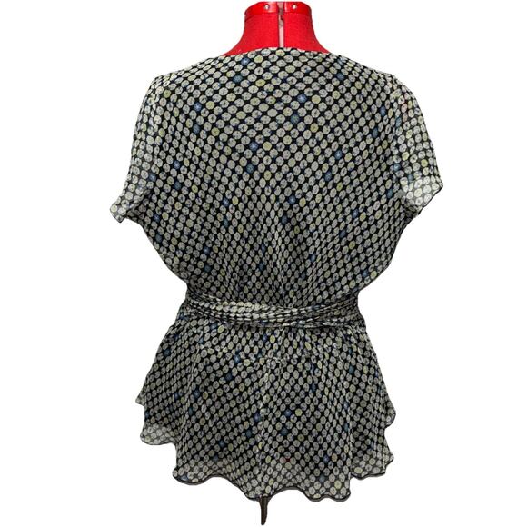 Vintage Ideology Woman Sz 2X 100 Percent Silk Lined Sheer Flutter Blouse Peplum - Picture 3 of 8